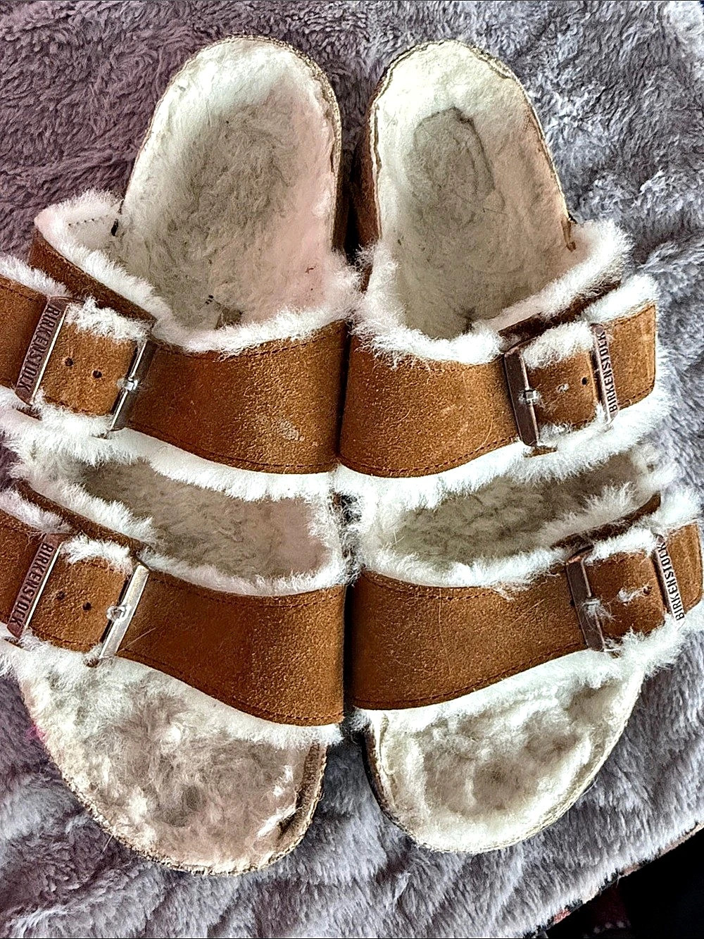 Birkenstock Arizona Men’s Shearling Sandals Brown & White EU 43
